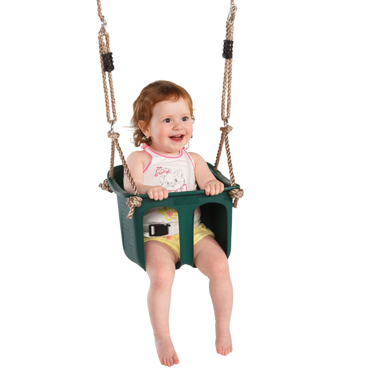 Rigid plastic baby seat green