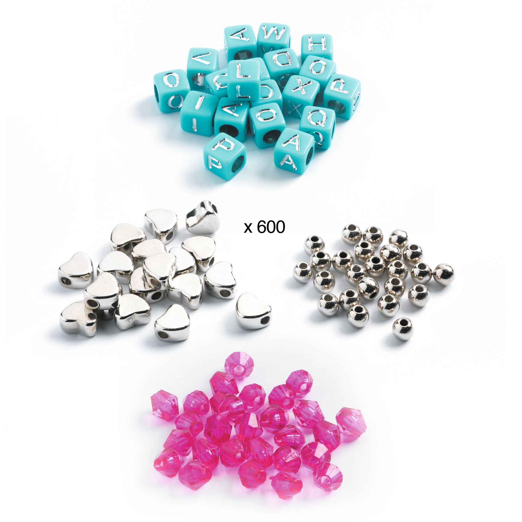 Alphabet beads. Silver