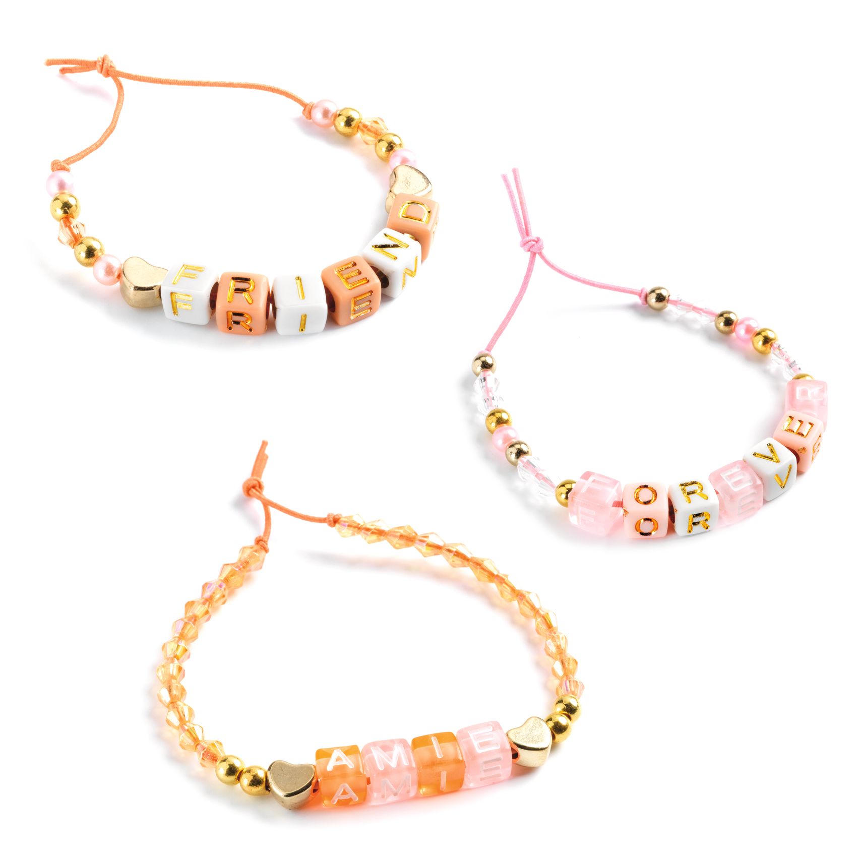 Alphabet beads. Gold