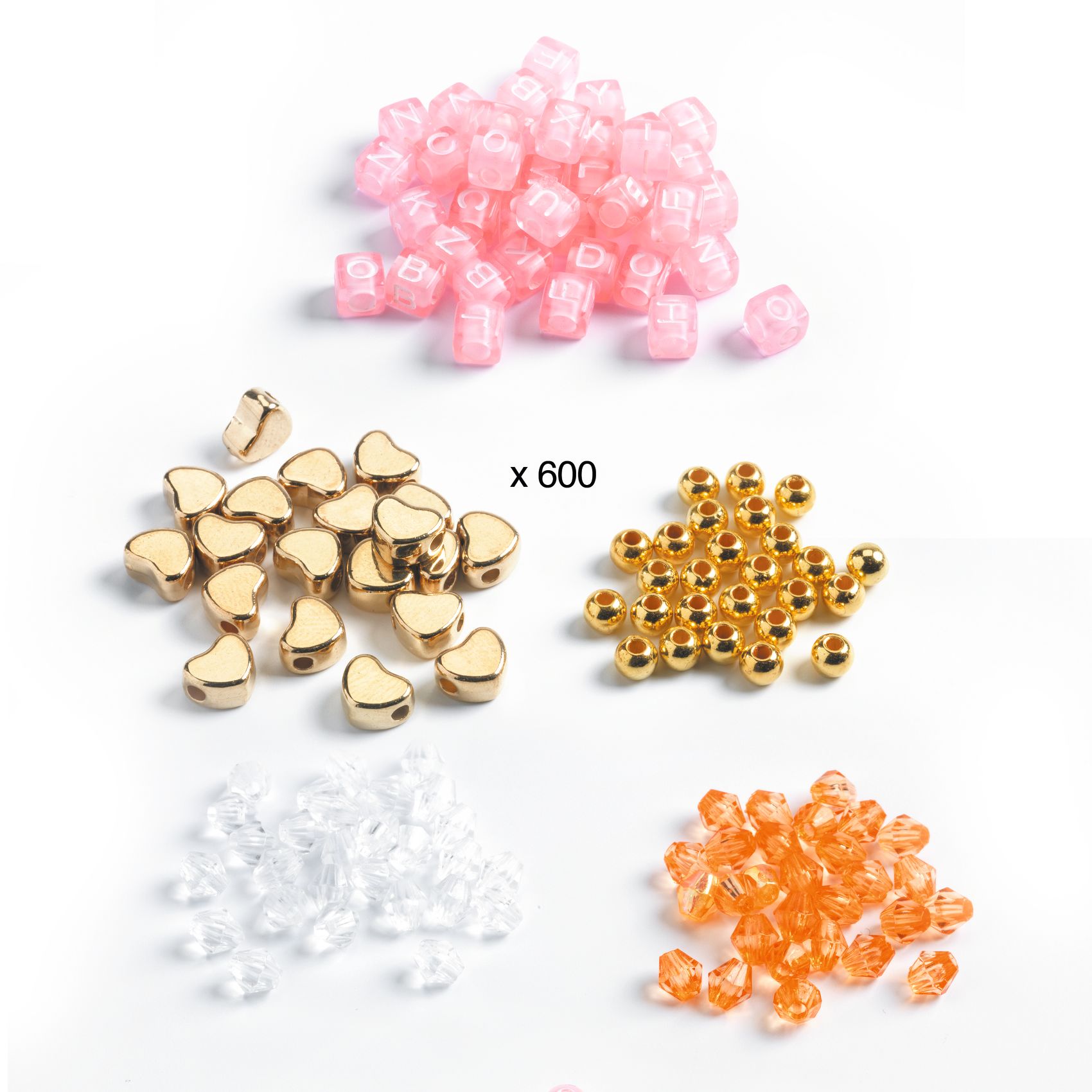Alphabet beads. Gold