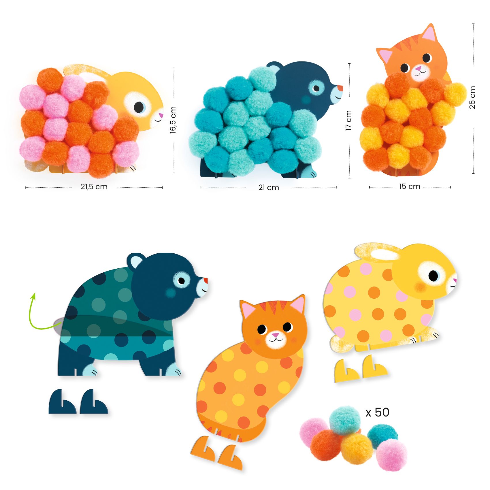 Pom-pom Collage – Animals and Pom-pom Circles