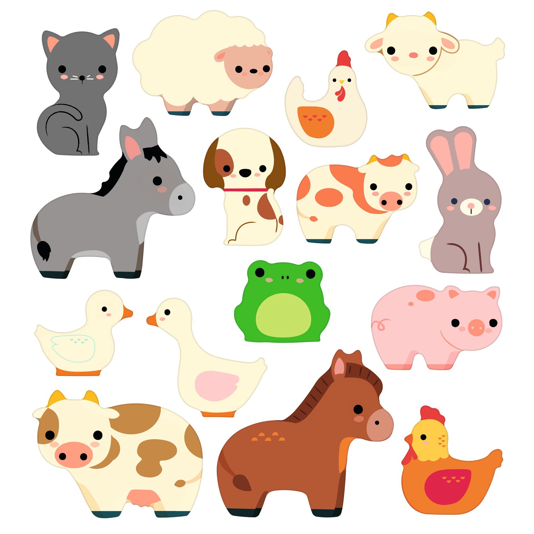 Thick and repositionable stickers - Farm animals