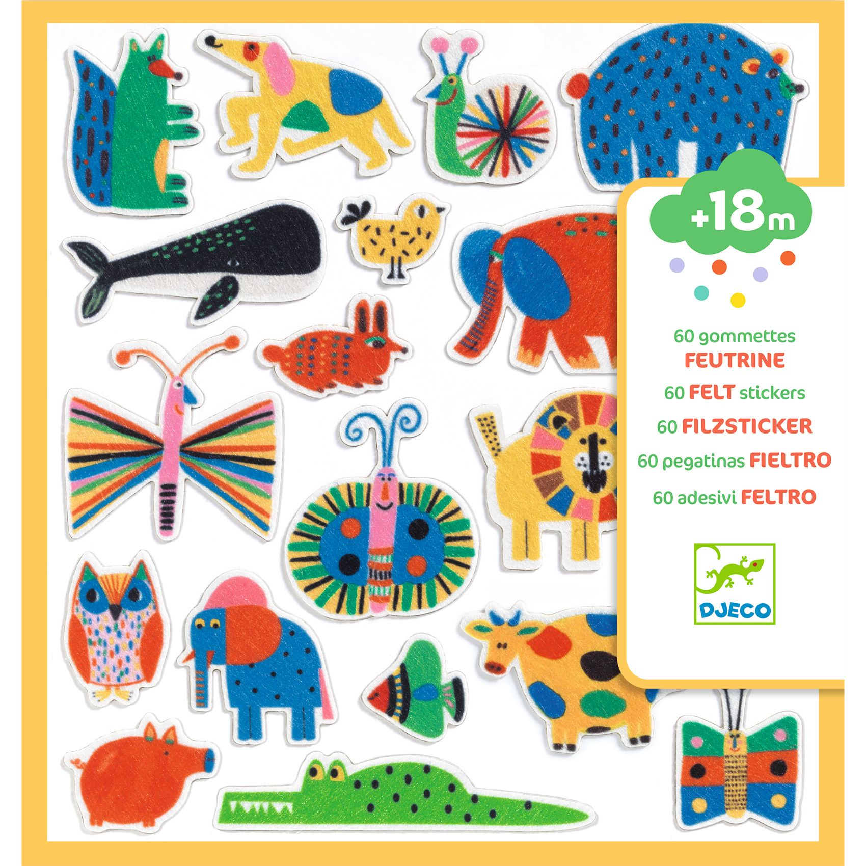 60 felt stickers - Animals everywhere!
