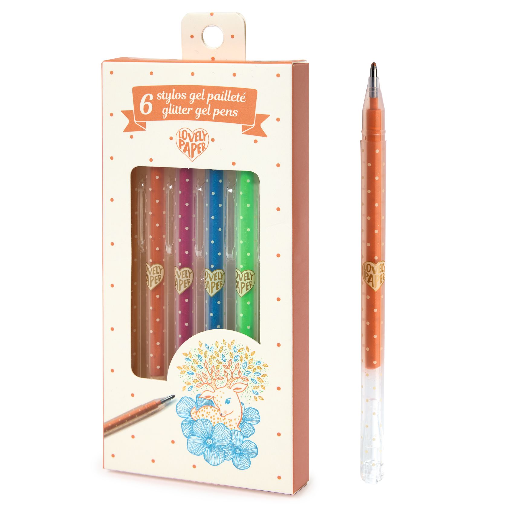 6 glitter gel pens