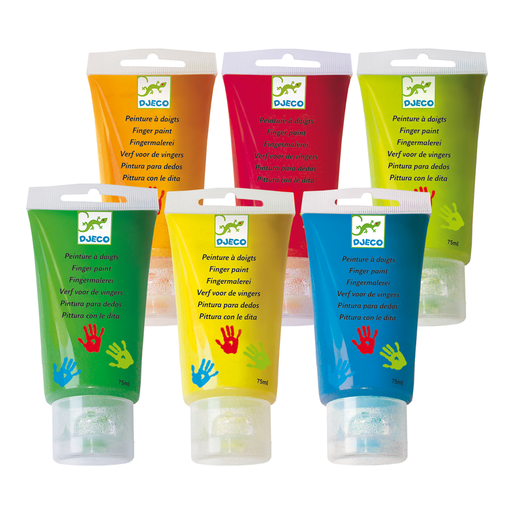 6 finger paints tubes