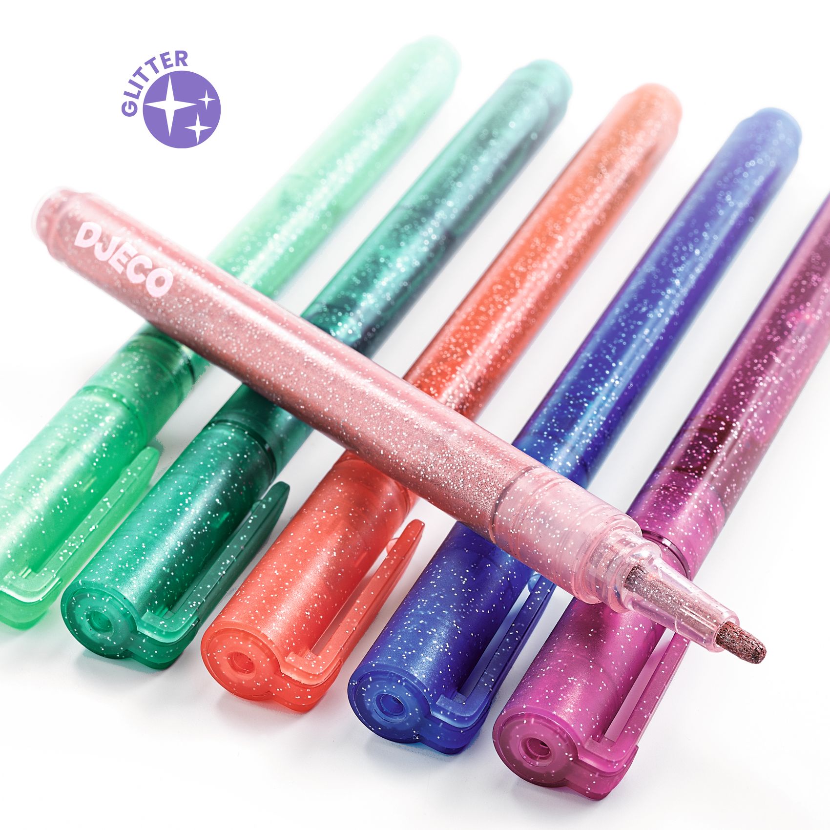 6 glitter markers - sweet