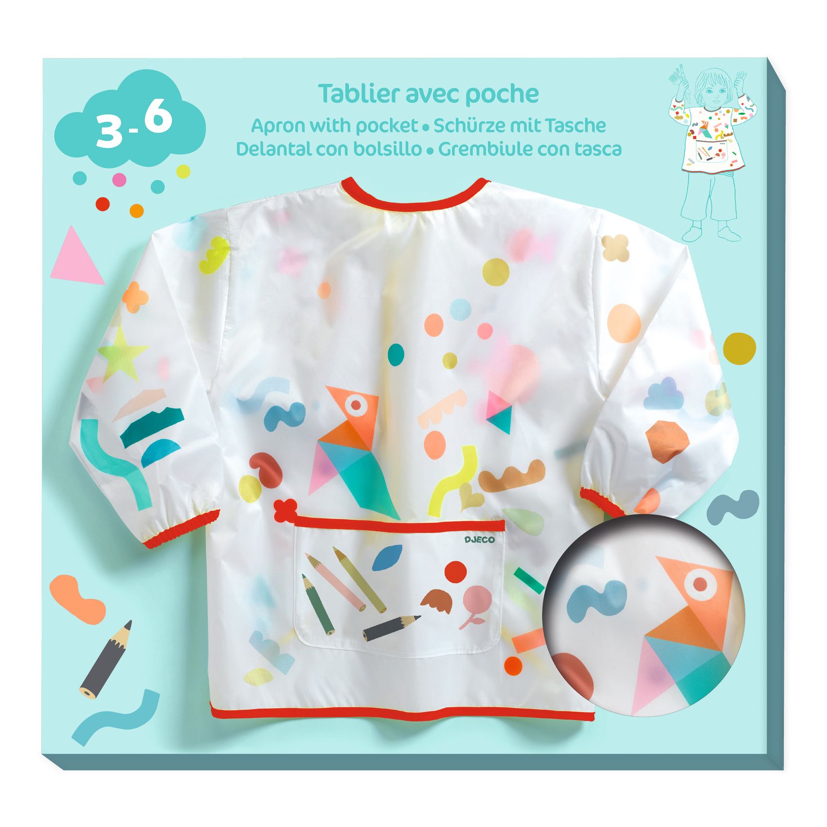 Apron with pocket - Stickers and pencils