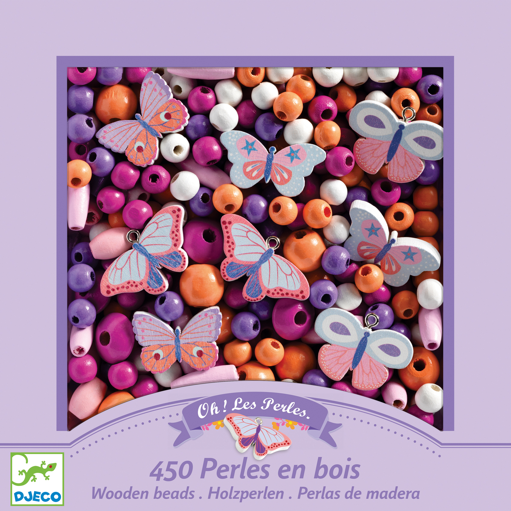 Wooden beads. buterflies