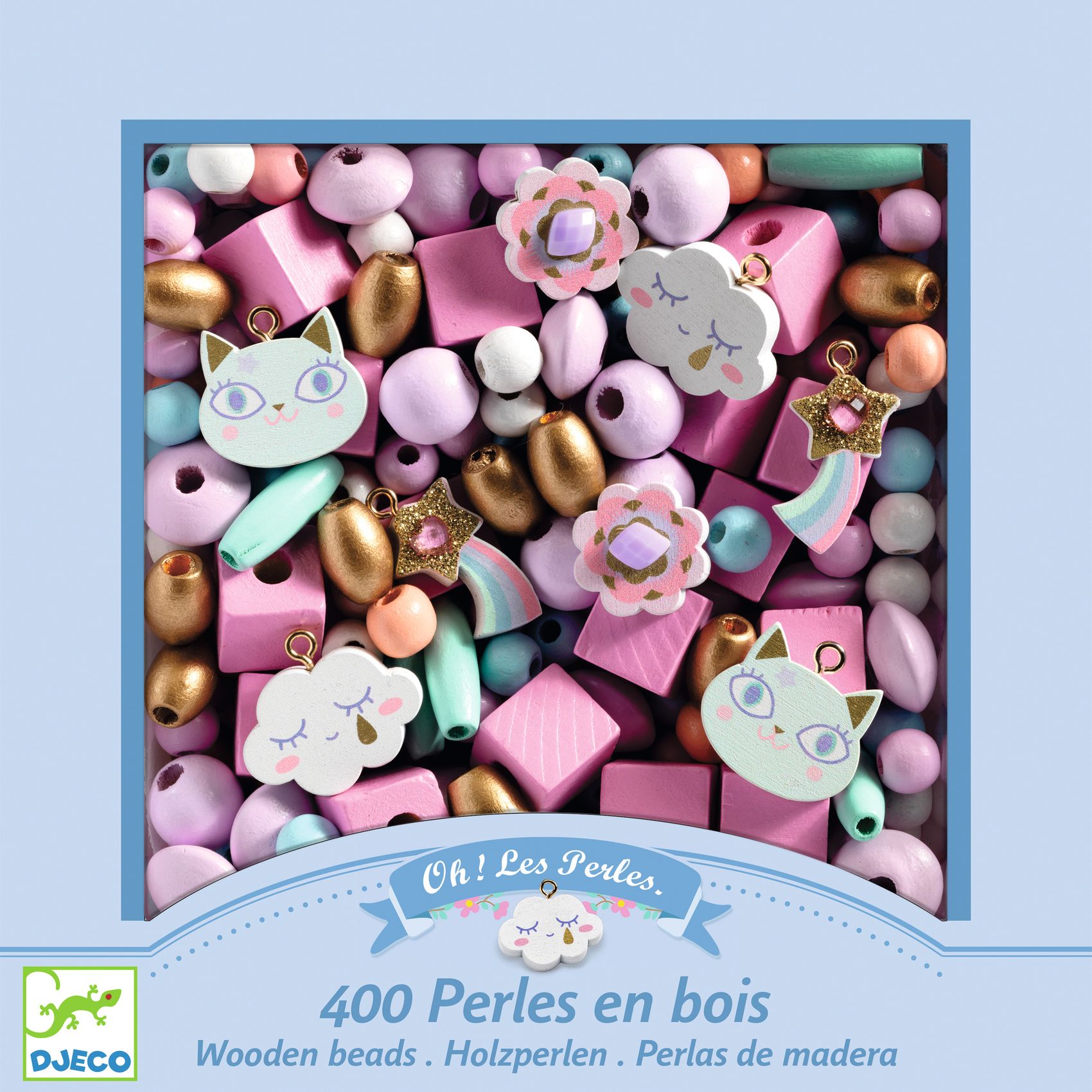 Wooden beads. Rainbow