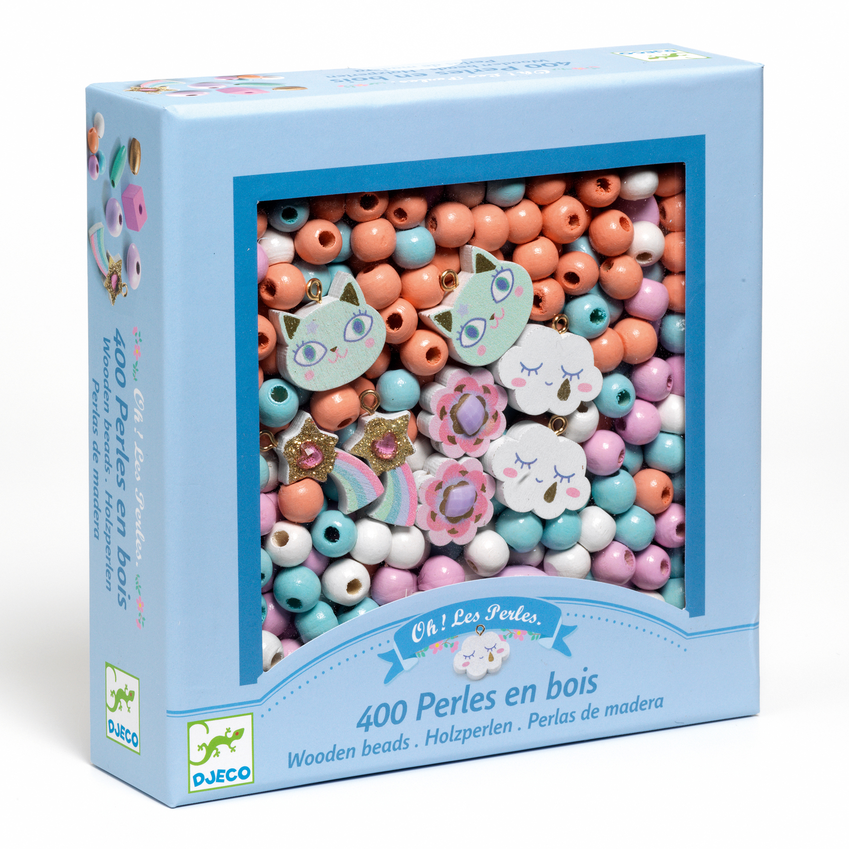 Wooden beads. Rainbow