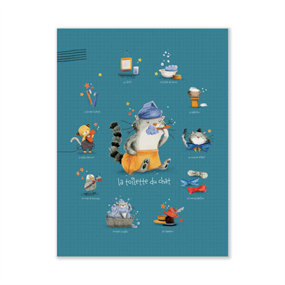 Poster Cat washing 30x40cm