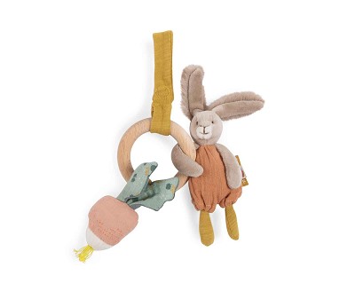 Rabbit wooden ring rattle Trois Petits Lapins