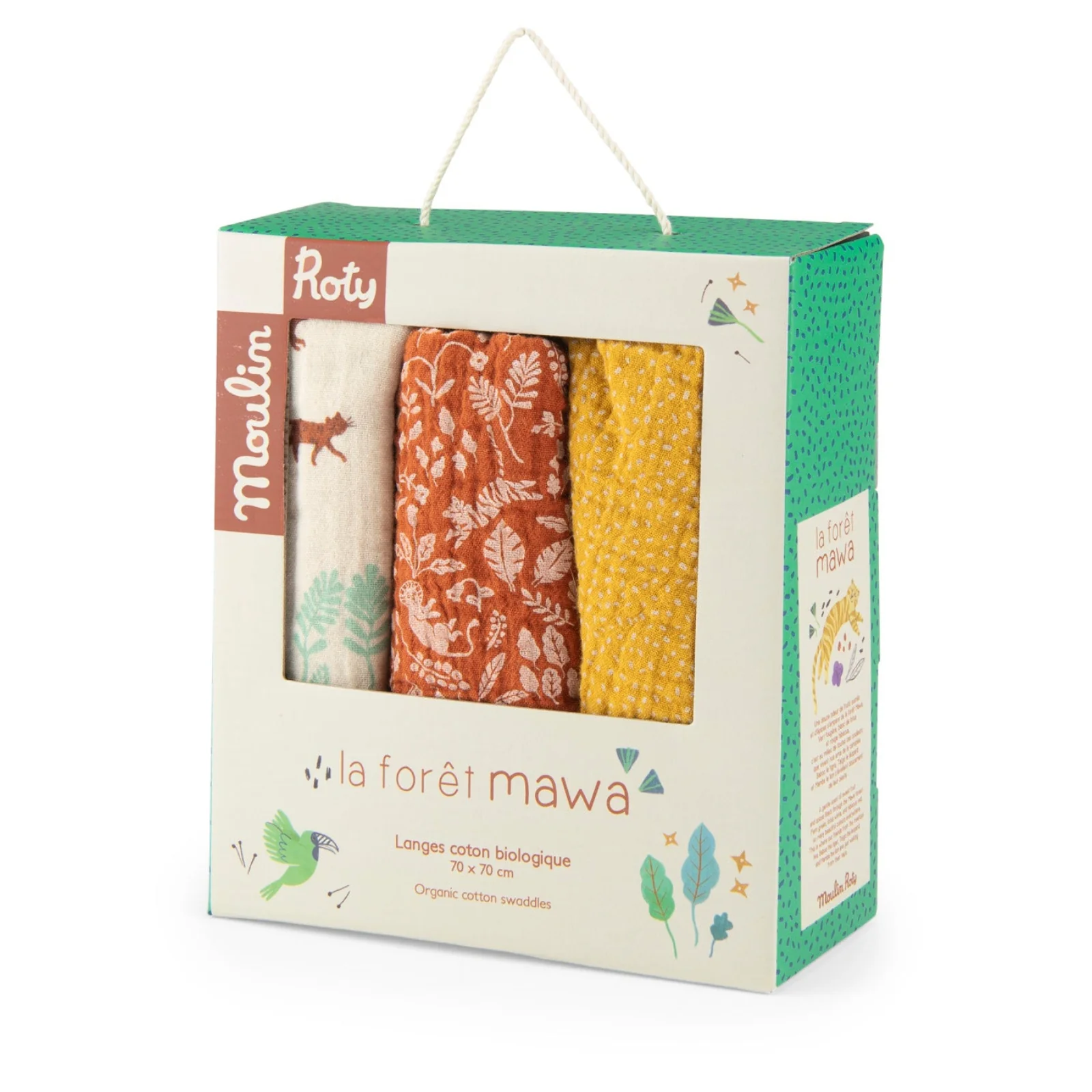 Set of 3 muslin squares La forêt Mawa