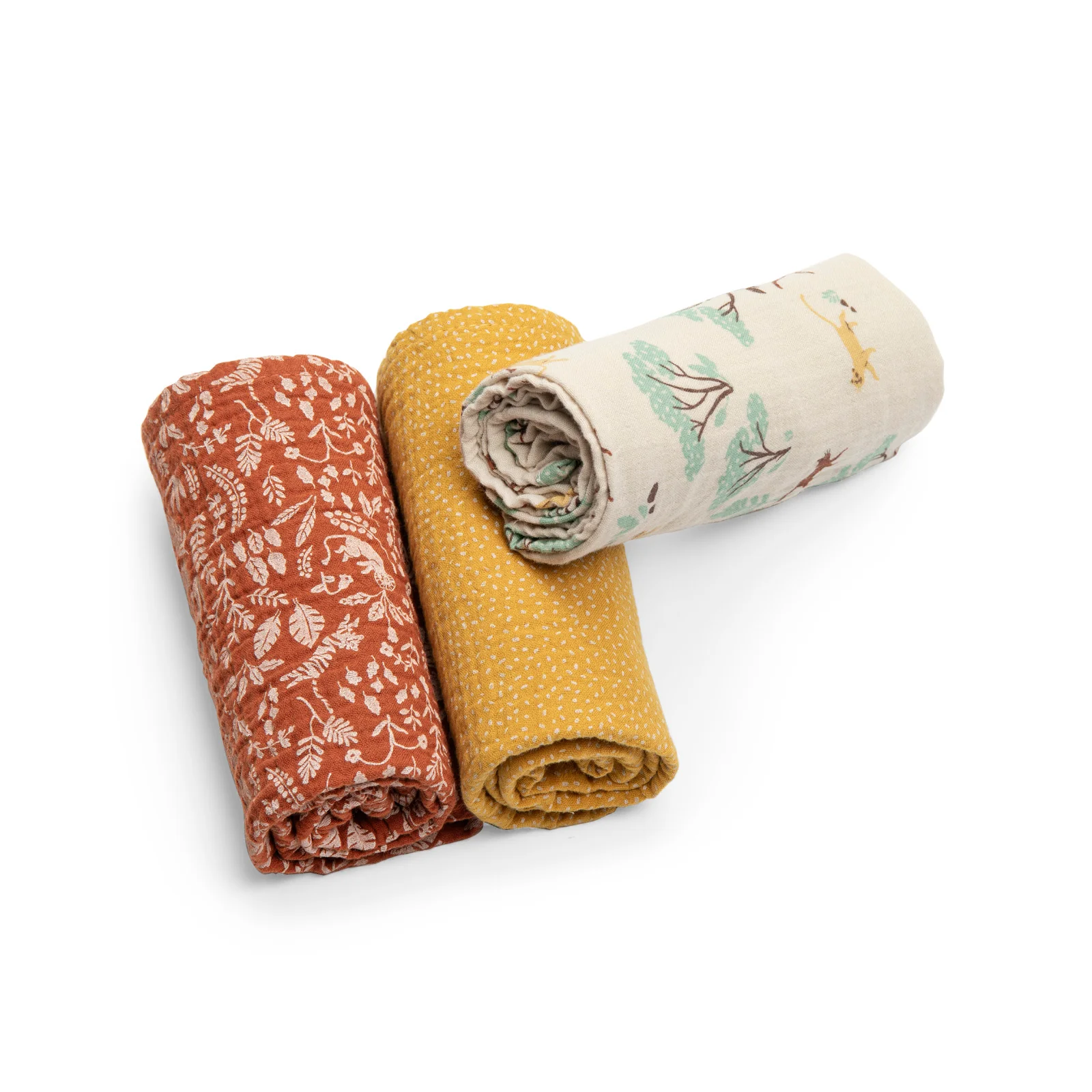 Set of 3 muslin squares La forêt Mawa