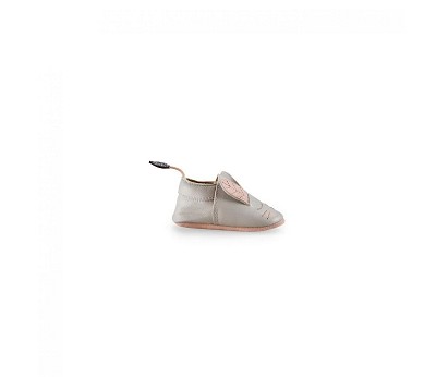 Grey rabbit leather slippers Après la Pluie 18/24m