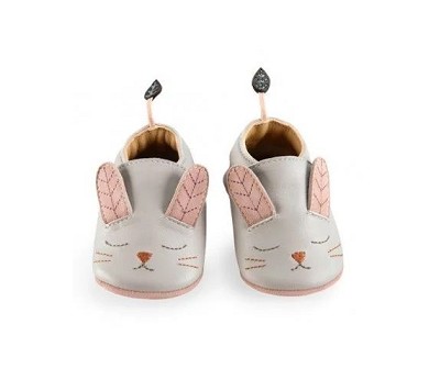 Grey rabbit leather slippers Après la Pluie 18/24m