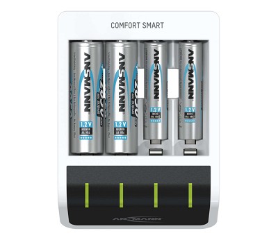Lader m. 4-pk AA batteri oppladbart 2100 mah
