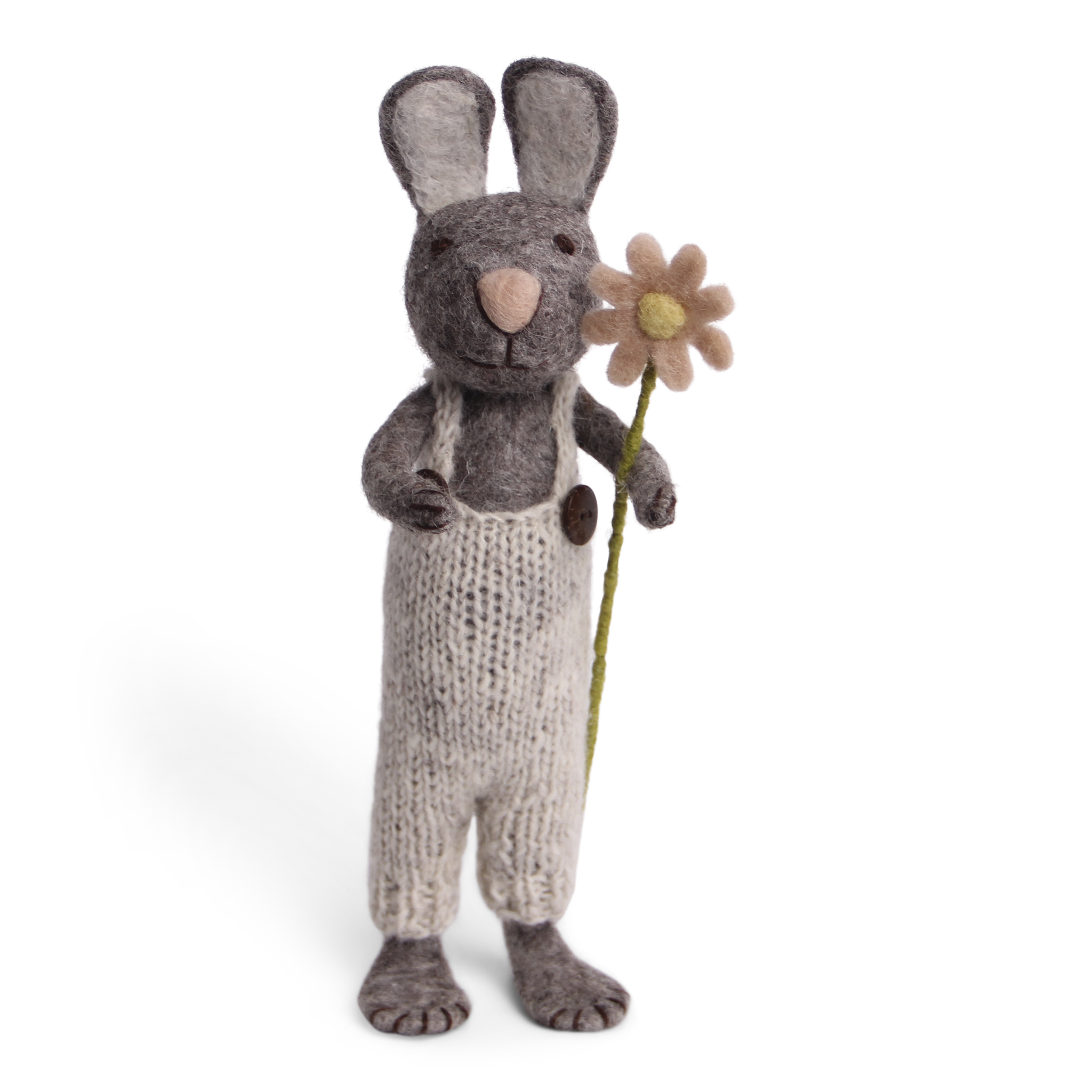 Big Grey Bunny with Pants and Flower - P24