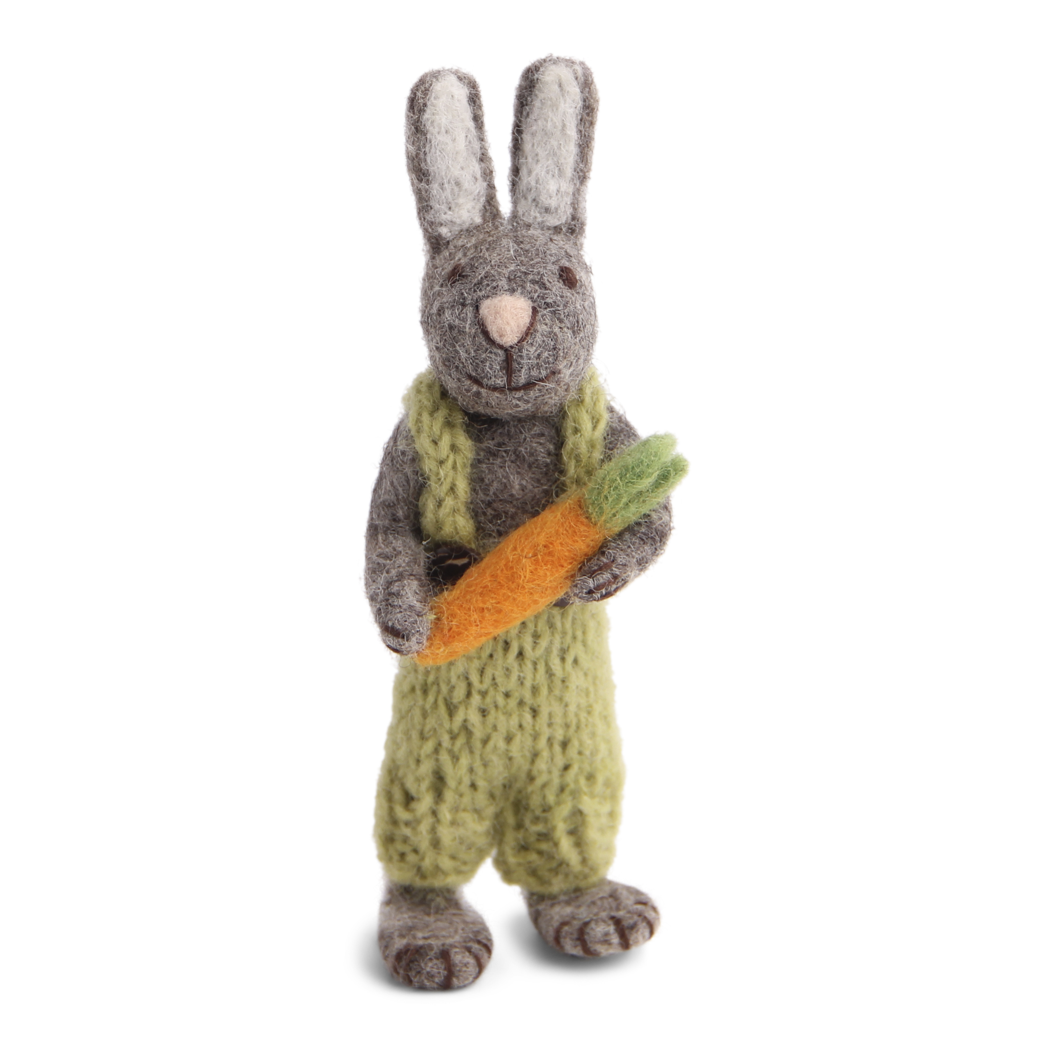 Small Grey Bunny with Green Pants and Carrot - P24