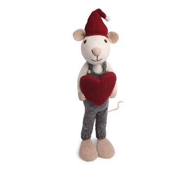 Big White Boy Mouse with Heart - AW24