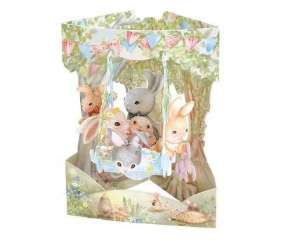 SWING CARDS RABBITS ON A SWING