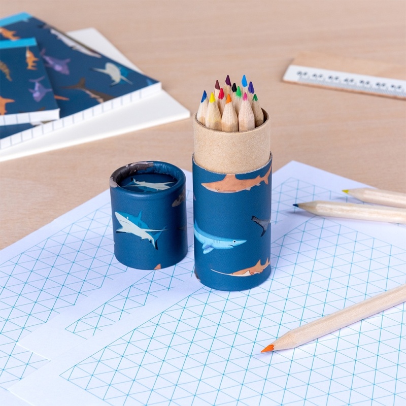 Tube of colouring pencils - Sharks