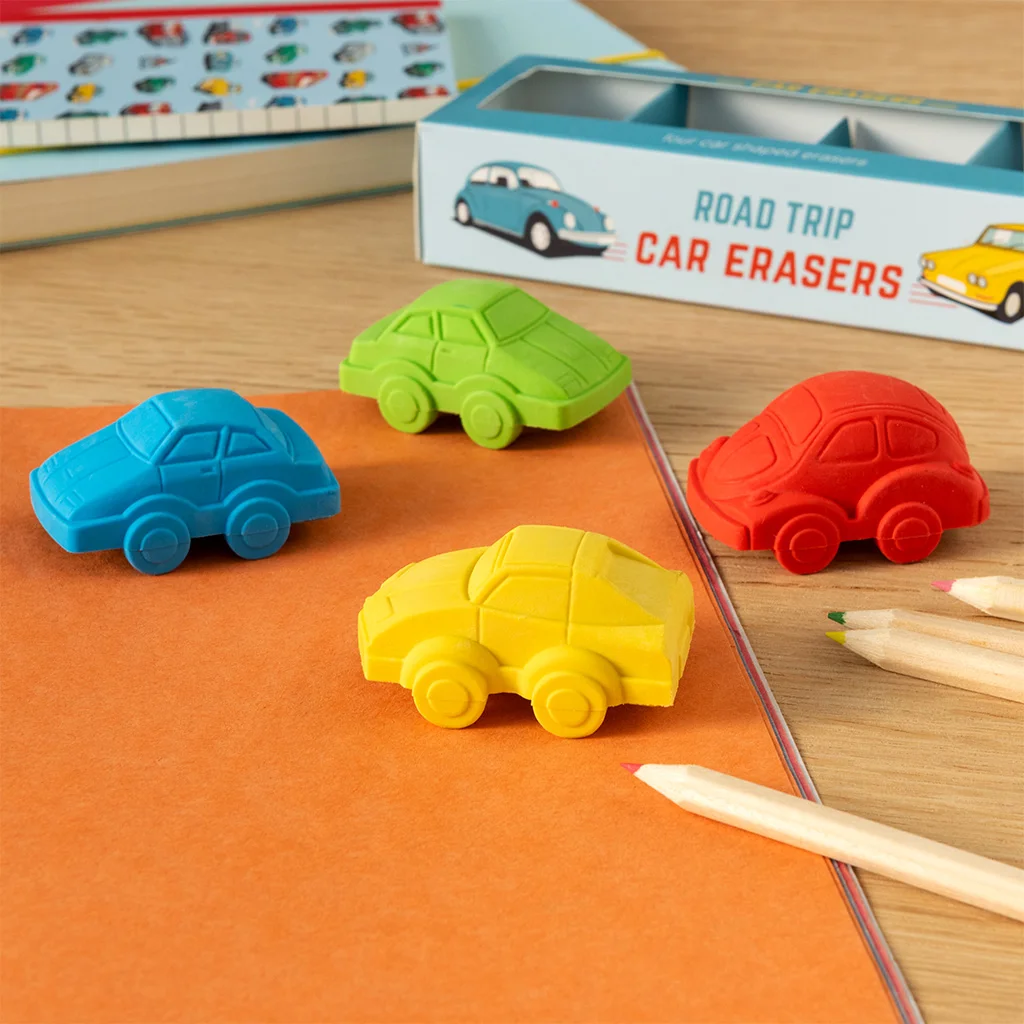 Car erasers (set of 4) - Road Trip