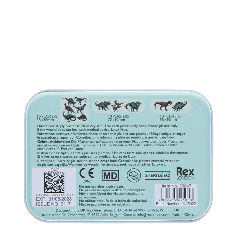 Children's plasters in a tin (30 pcs) - Prehistoric Land