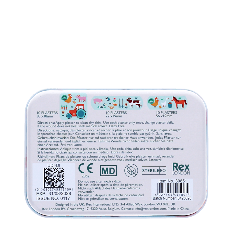 Children's plasters in a tin (30 pcs) - Farmyard