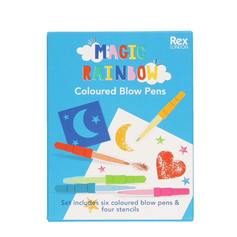 Magic rainbow coloured blow pens