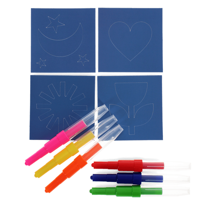 Magic rainbow coloured blow pens