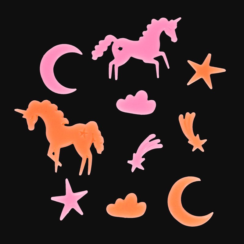 Glow in the dark stick-on shapes Unicorns