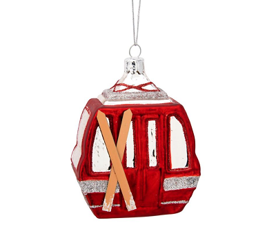 Red ski cable car shaped bauble- 24