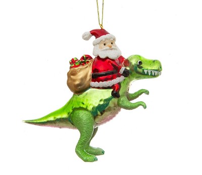 Santa Riding a Dinosaur Shaped Decoration