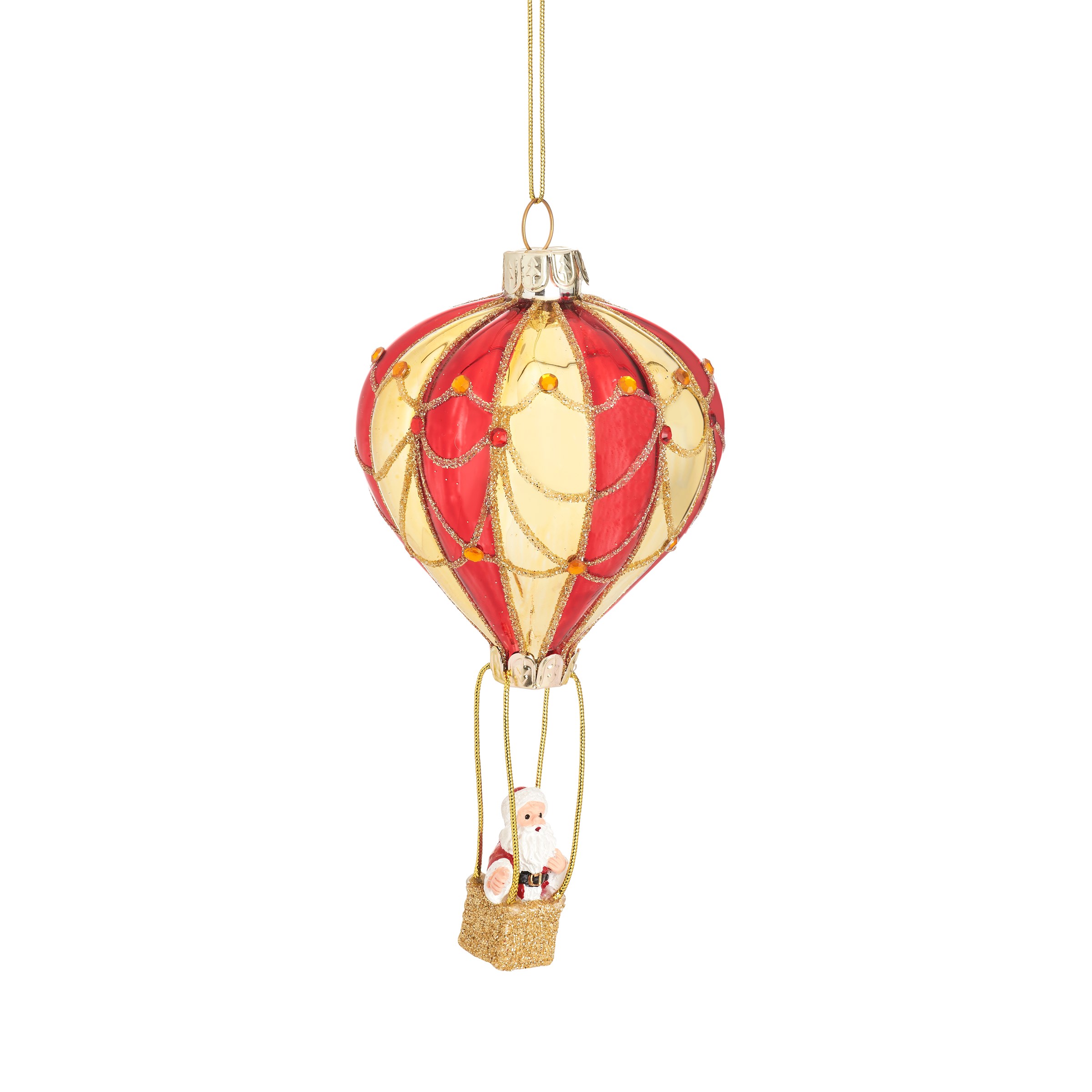 Santa In A Hot Air Balloon Shaped Bauble - 25