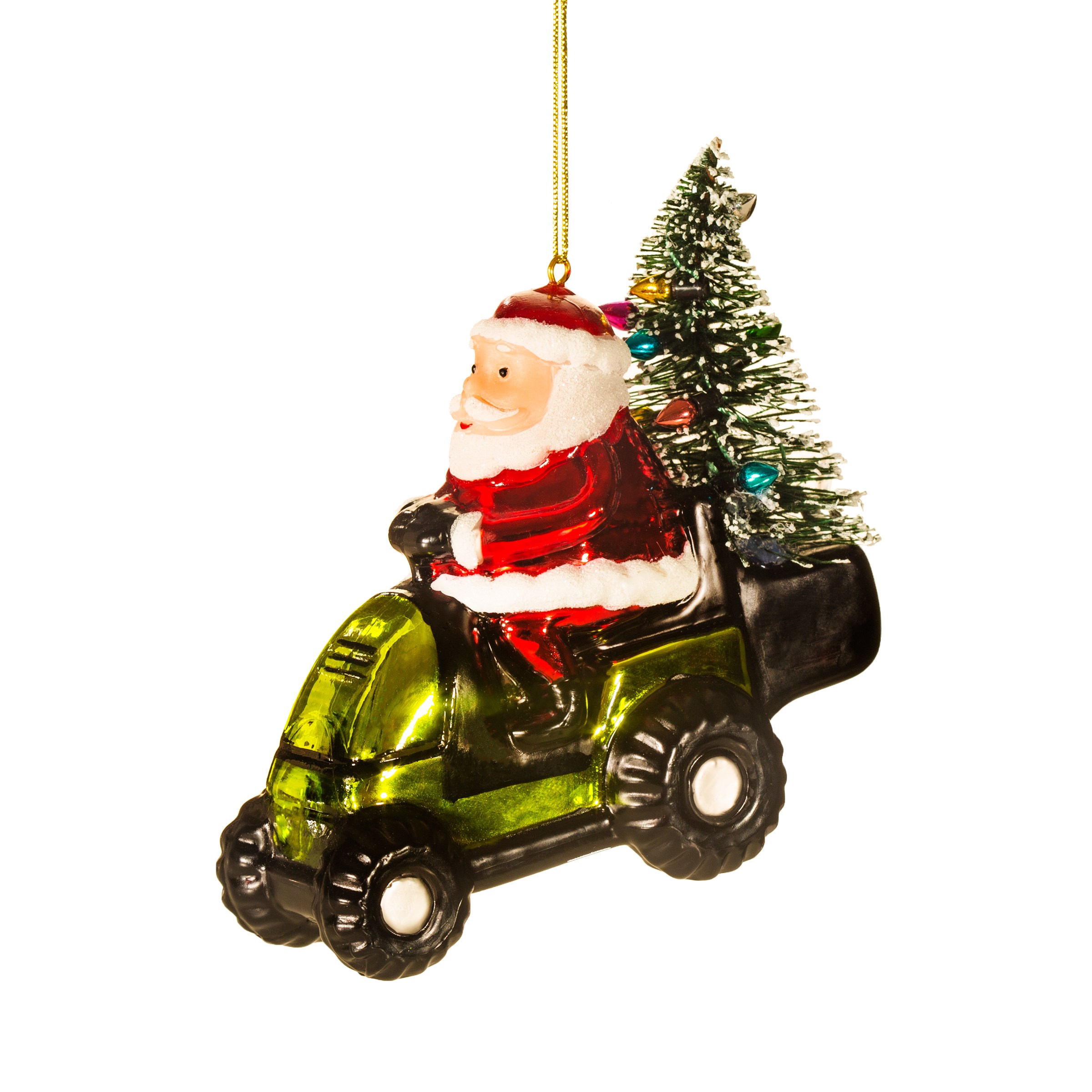 Santa On A Lawn Mower Shaped Bauble - 24