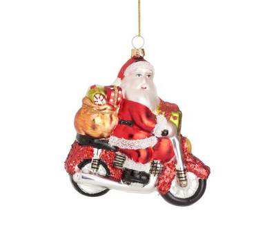 Santa On A Motorbike Shaped Bauble - 24