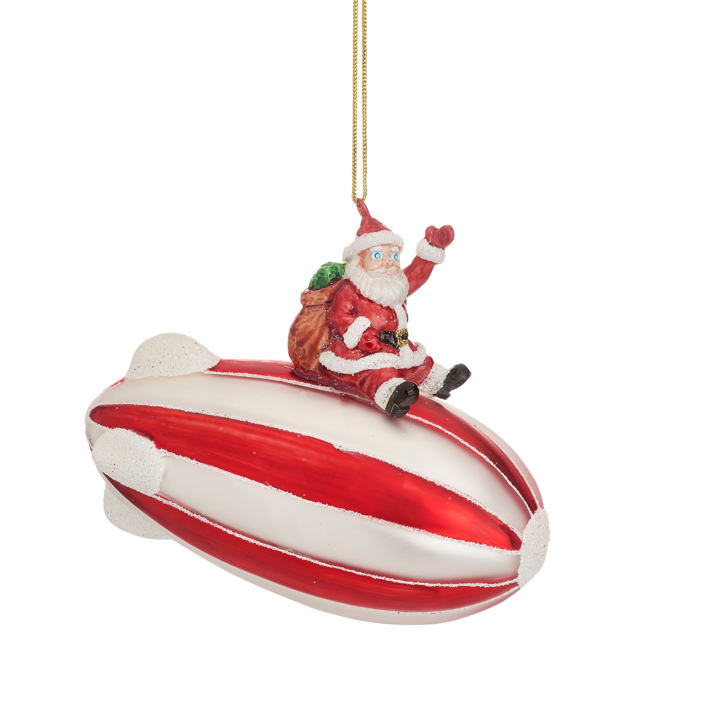 Santa On Zeppelin Shaped Bauble - 24