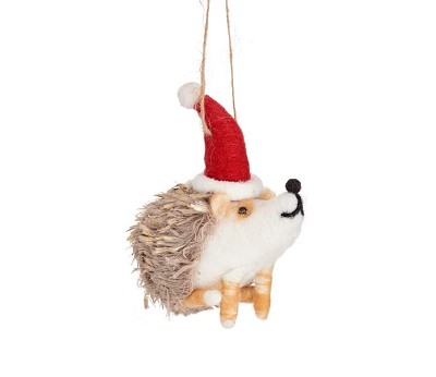 Hedgehog In Santa Hat Felt Decoration