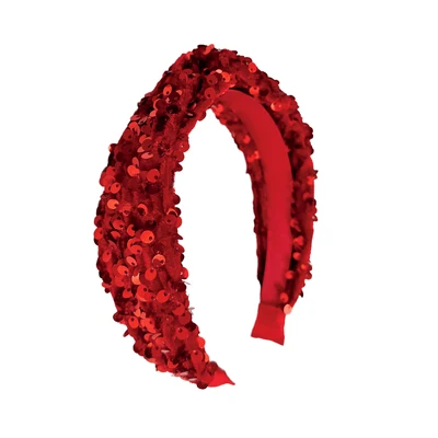 Sequin Velvet Headband - Red AW26