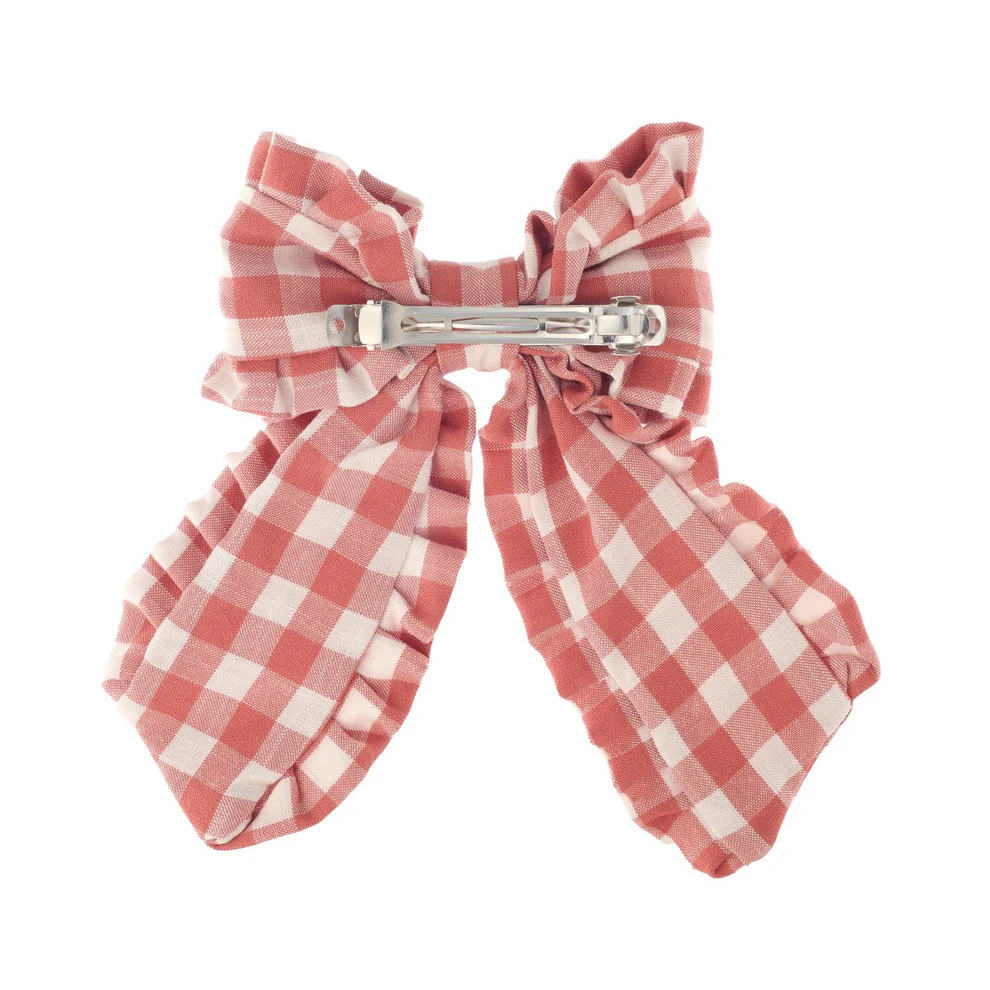 Gingham Ruffle Long Bow Clip - SS26