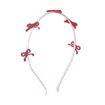 Candy Stripe Glitter Bow Headband  AW26
