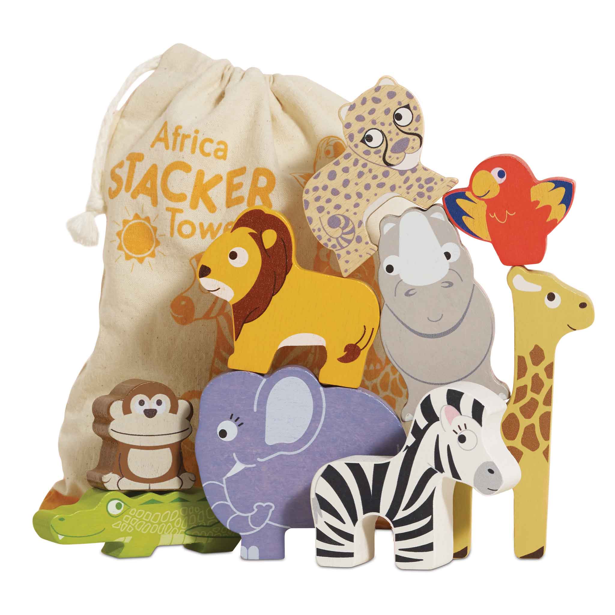 Africa Stacking Animals & Bag - 10 Piece (6) FSC 100%
