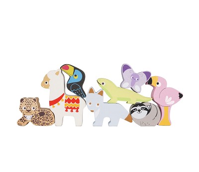 Rainforest Stacking Animals & Bag - 10 Piece (6) FSC 100%
