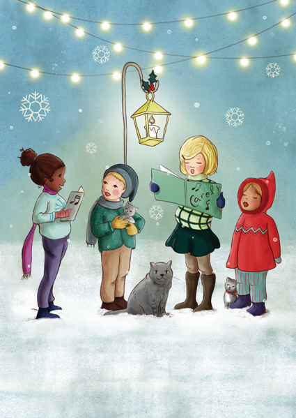 Belle & Boo postkort Carol singers