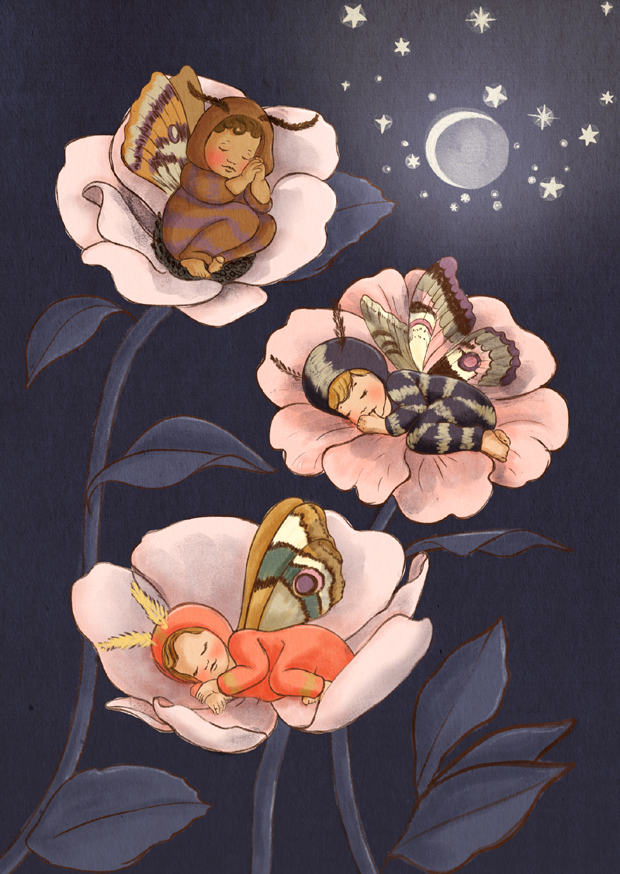 Belle & Boo - Postkort Moth babies