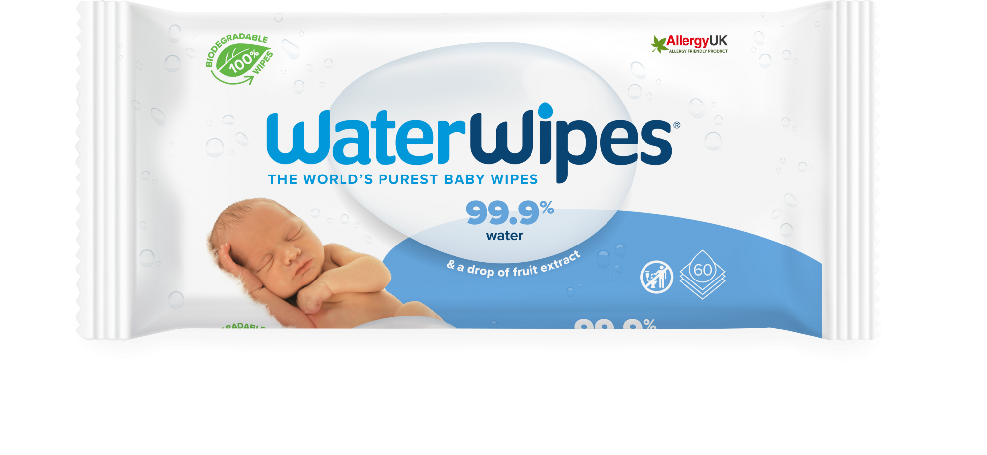 WaterWipes Biodegradable BabyWipes 60 pack