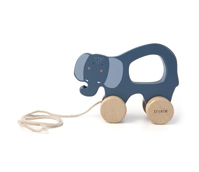Wooden pull along toy - Mrs. Elephant