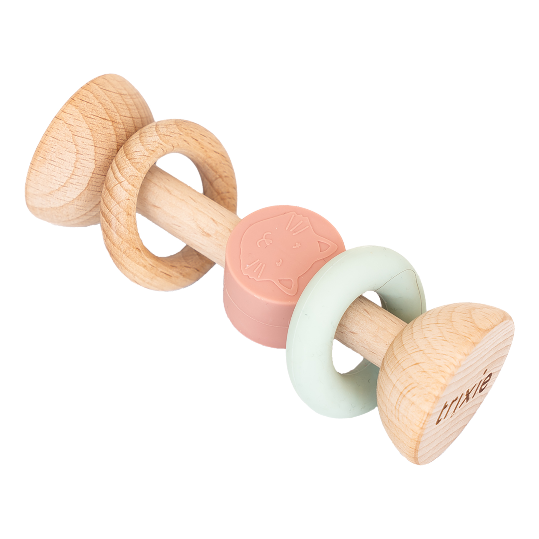 Wooden silicone rattle - Mrs. Cat