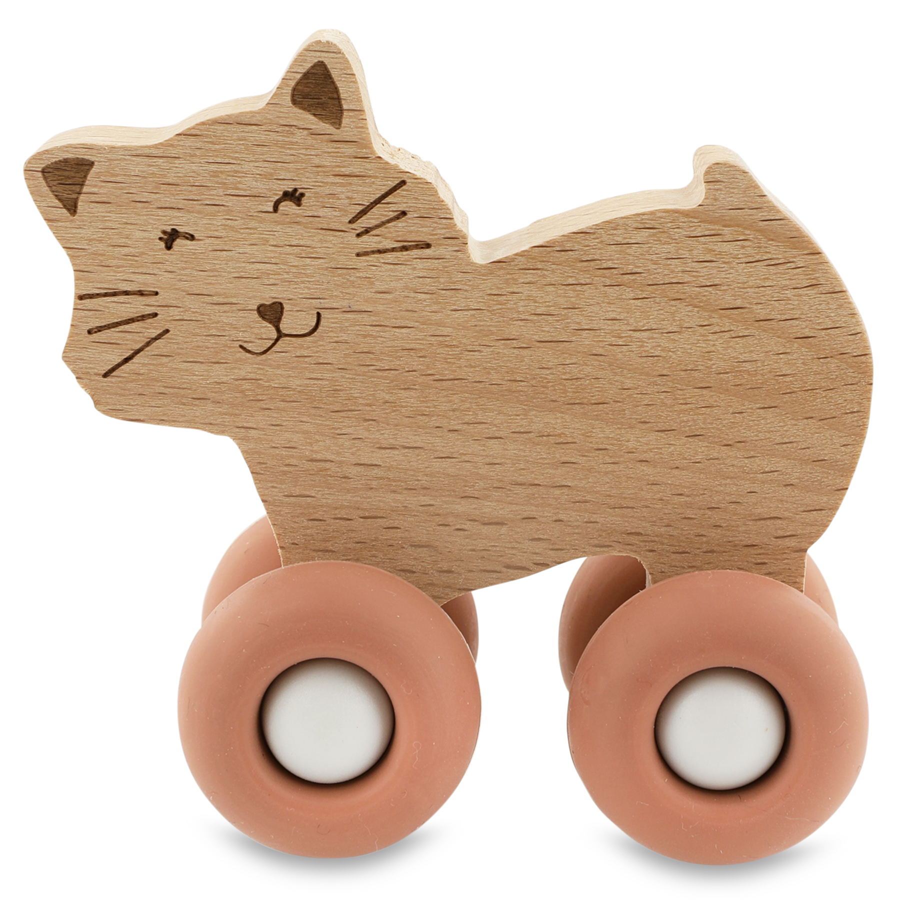 Wooden animal cars with silicone wheels Mrs. Cat